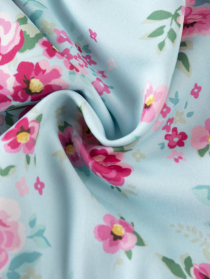 Vestito Estivo Bimba Azzurro con Fantasia Floreale e Volant