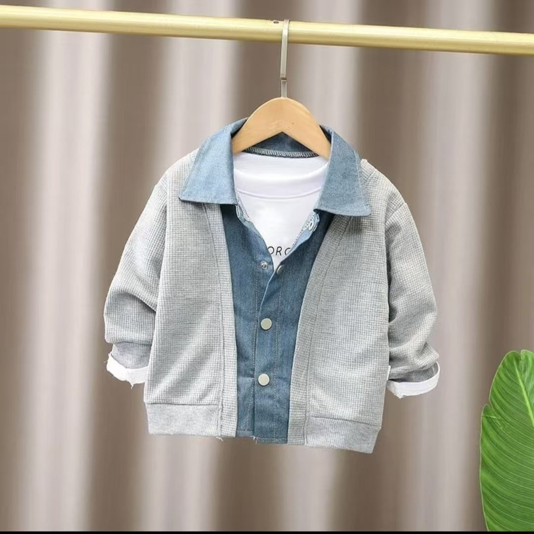 Giacca Bambino Casual con Inserti in Jeans – Due Varianti Colore