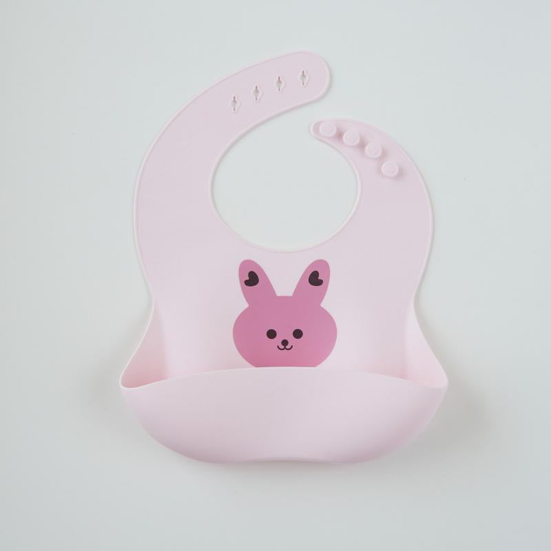 Bavaglino in Silicone Rosa  Coniglietto con Cuoricini