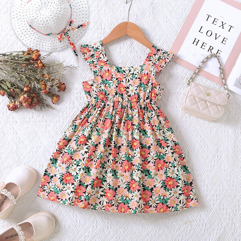 Vestito Floreale con Fiocco e cappello