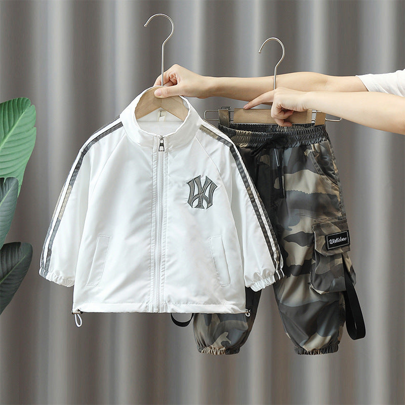 Completo sportivo bambino giacca e pantalone mimetico