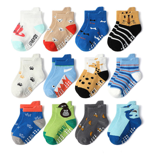 Set 12 Calzini Antiscivolo Bimbo  Animali della Giungla & Fantasie Selvagge