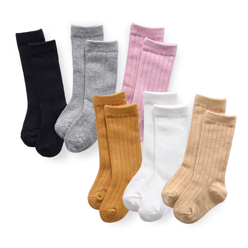 Calze lunghe in cotone a coste per bambini – Set colorato