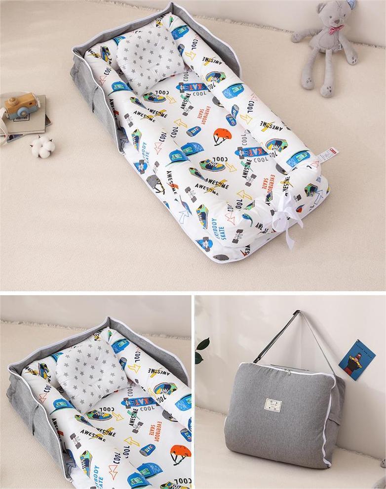 Nido - Culla  Portatile Neonato in Cotone con Cuscino