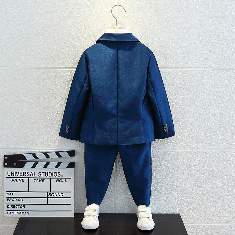 Completo Elegante Bambino 5 Pezzi  Giacca Blu con Papillon