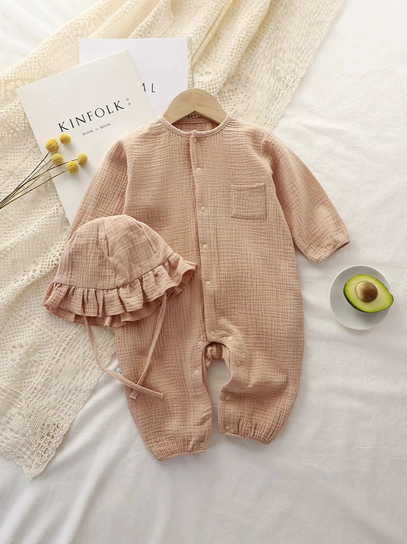 Tutina Neonato in Mussola con Cappellino