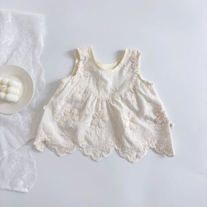 Coordinato estivo bambina   Blusa ricamata con culotte a pois