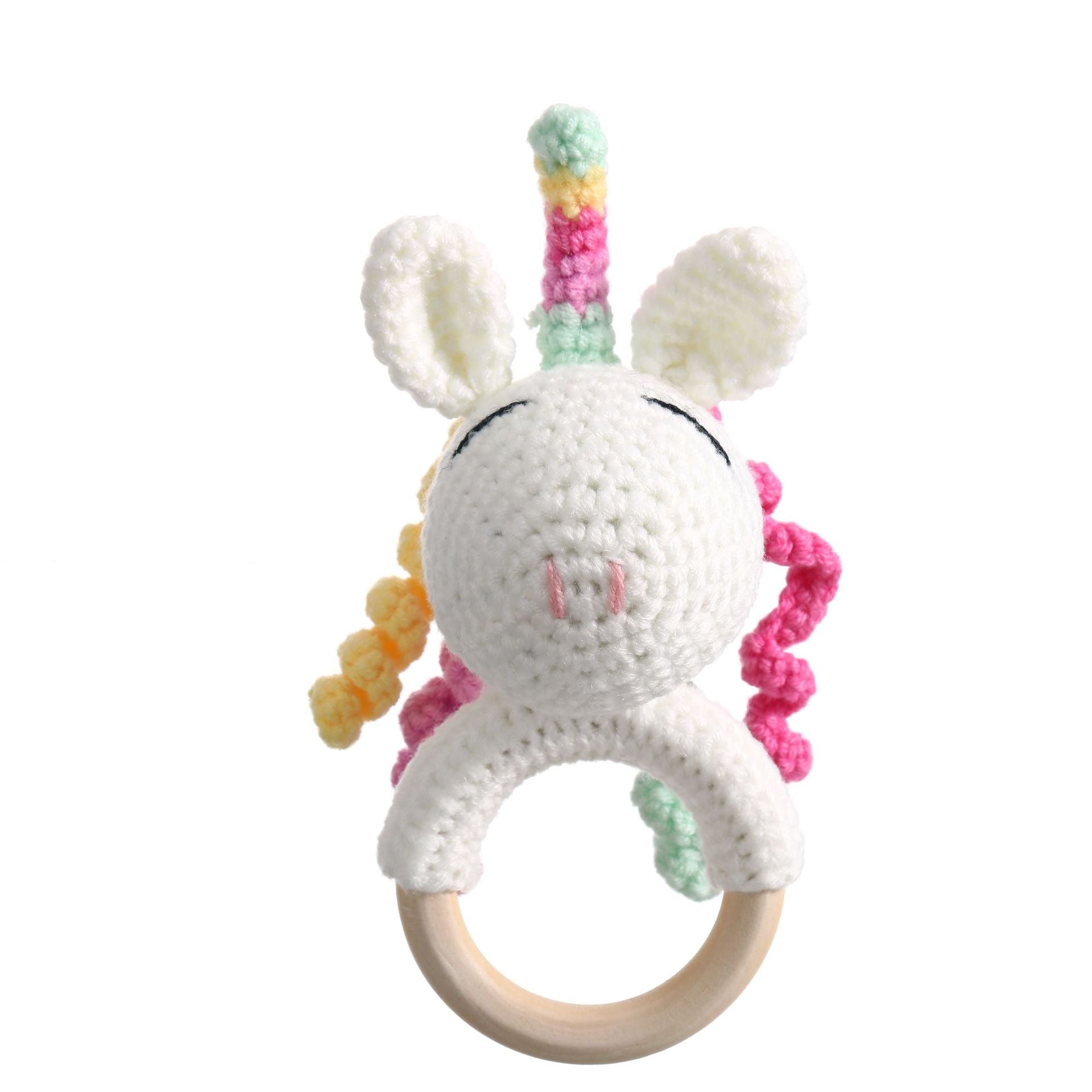 Sonaglio uncinetto in legno naturale – Animali baby