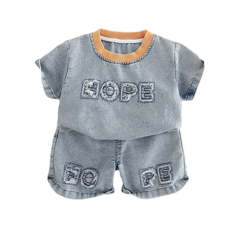 Completo Casual Bambino in Stile Denim con Scritta "Hope" 95% cotone