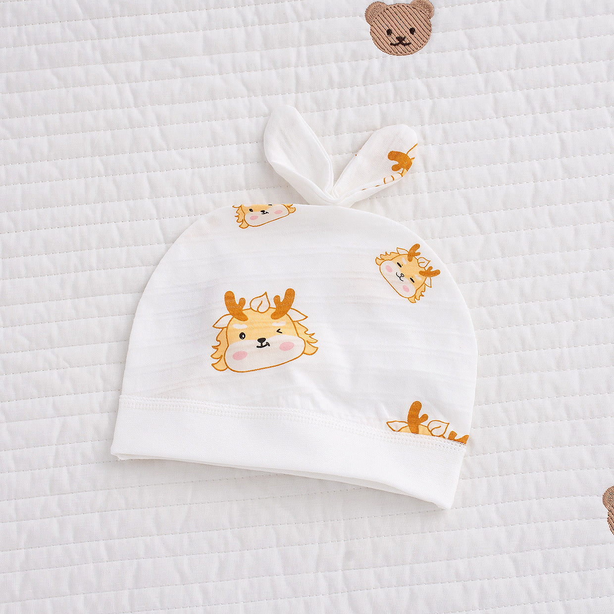 Cappellino Estivo Neutro neonato/a Bimbo/ Bimba  con orecchie –Cerbiatti dolci