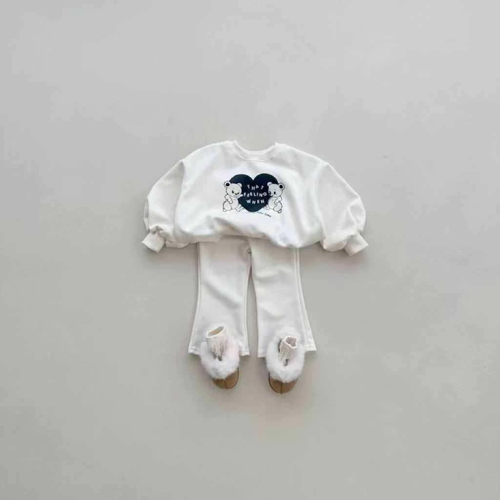 Completo Bimba con Orsetti – Felpa e Pantalone Svasato in Cotone Morbido