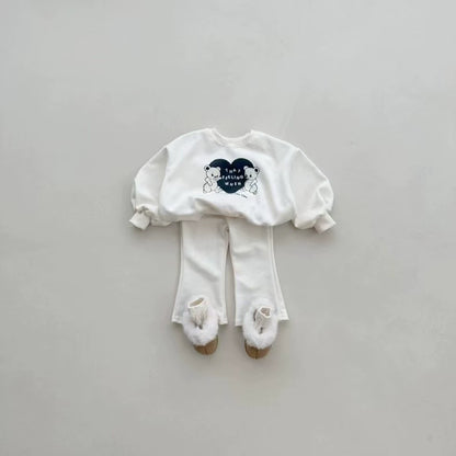 Completo Bimba con Orsetti – Felpa e Pantalone Svasato in Cotone Morbido