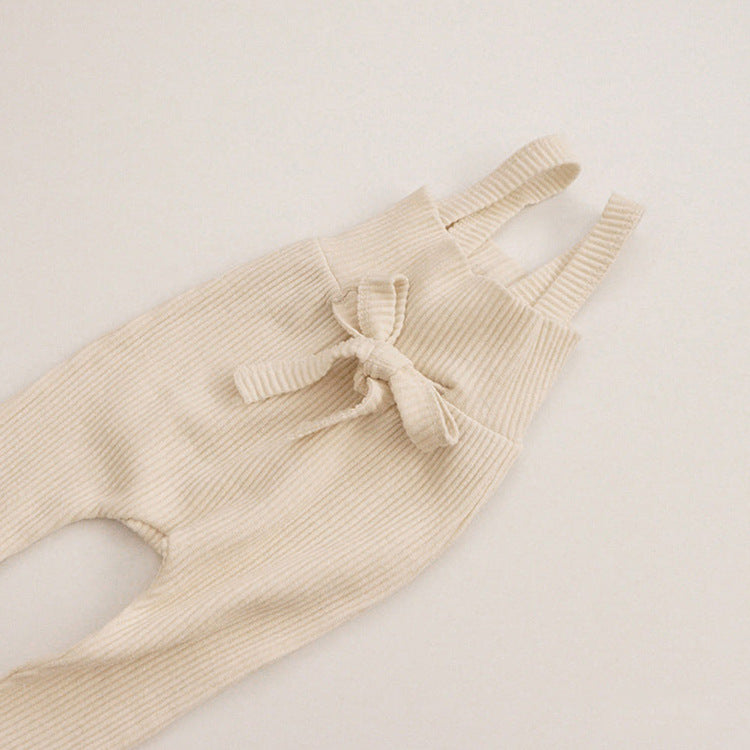 Salopette Neonata a Costine con Fiocco