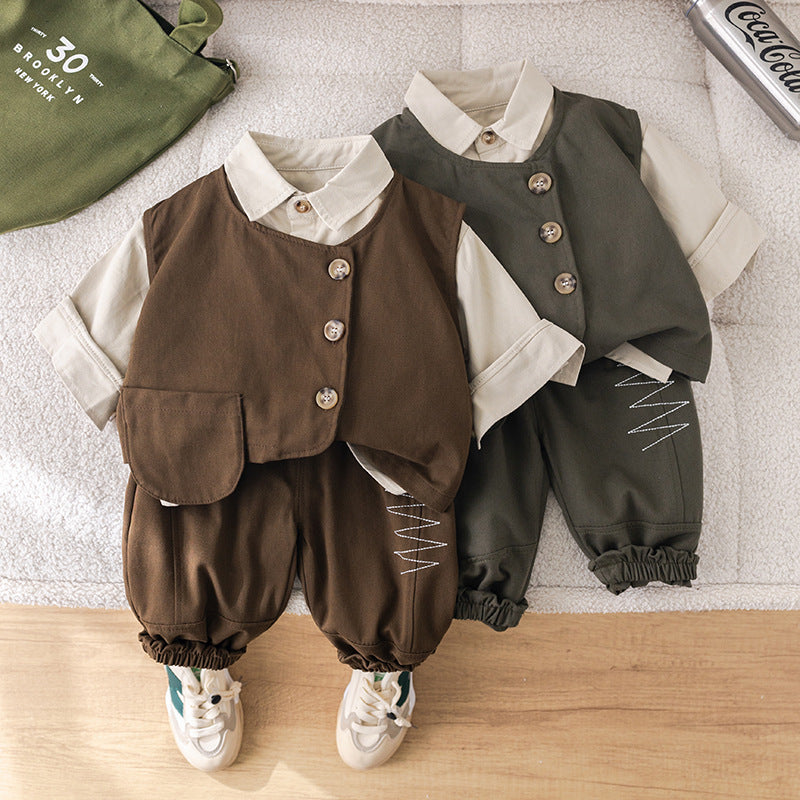 Completo Elegante per Bambino  Camicia, Gilet e Pantaloni