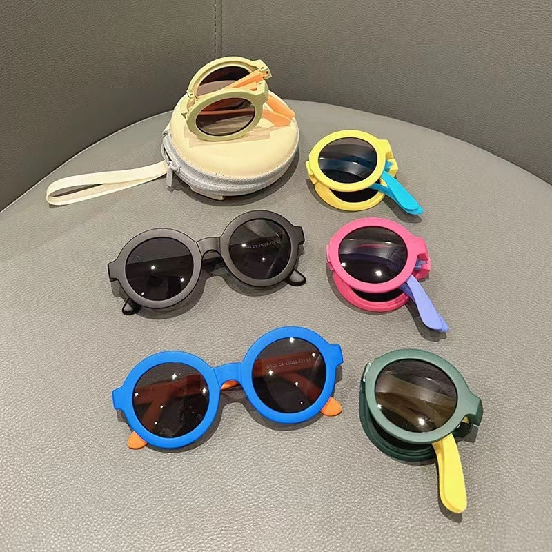 Occhiali da Sole Bimbo/ bimba  – Modello Rotondo Pieghevole con Custodia