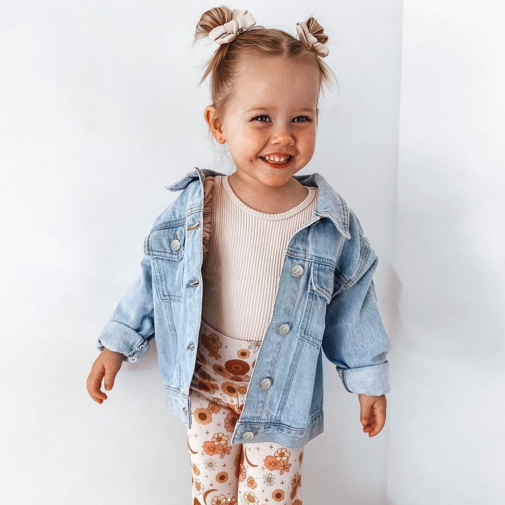 Giacca di jeans bambina – Denim chiaro casual primaverile