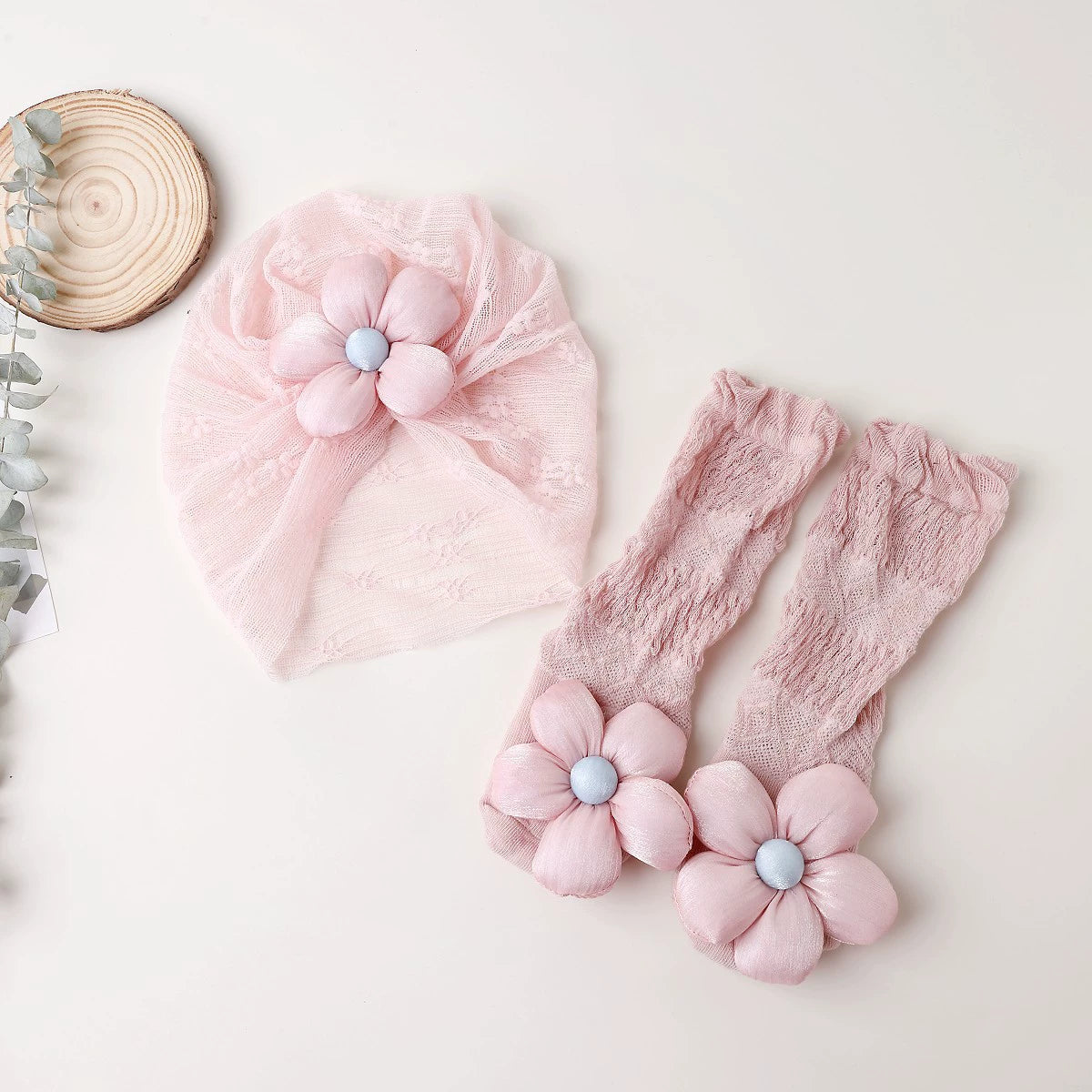 Set Fascia e Calzini Neonata con Fiore Gigante – Accessori Eleganti per Bambina