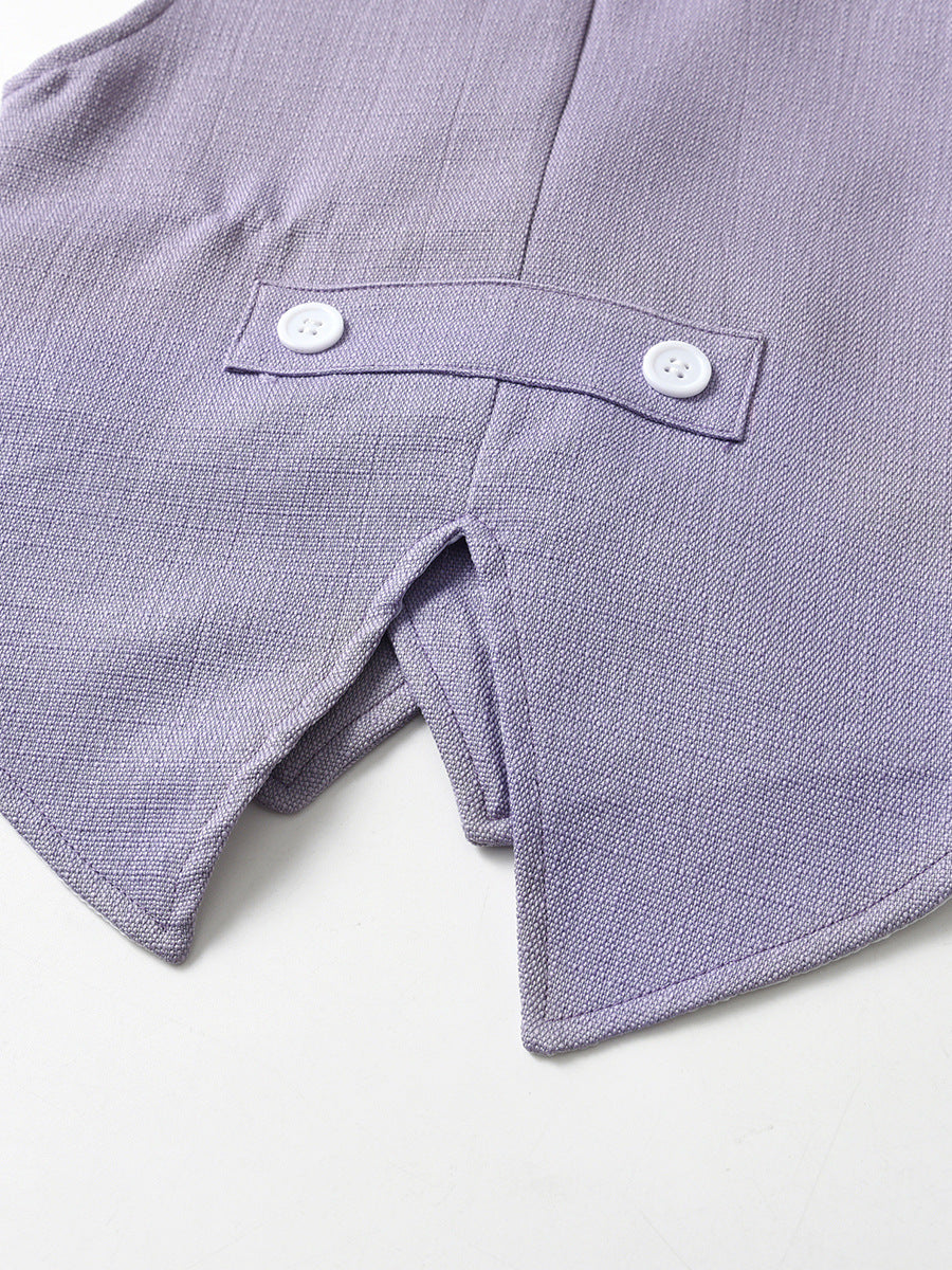 Completo elegante bambino 3 pezzi - Camicia, gilet e pantaloni lilla con papillon