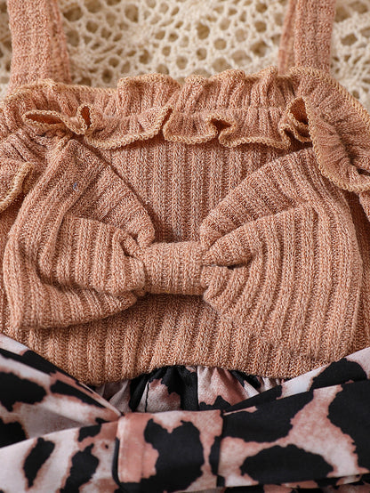 Vestitino  estivo bambina 2 pezzi con stampa animalier e cappello coordinato