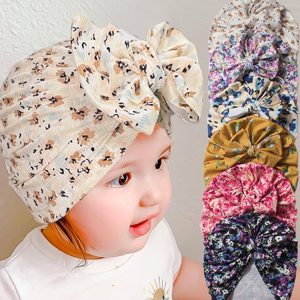 Turbante Neonata con Fiocco Floreale