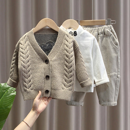 Completo maglia con orsetto ricamato + pantaloni – 2 varianti