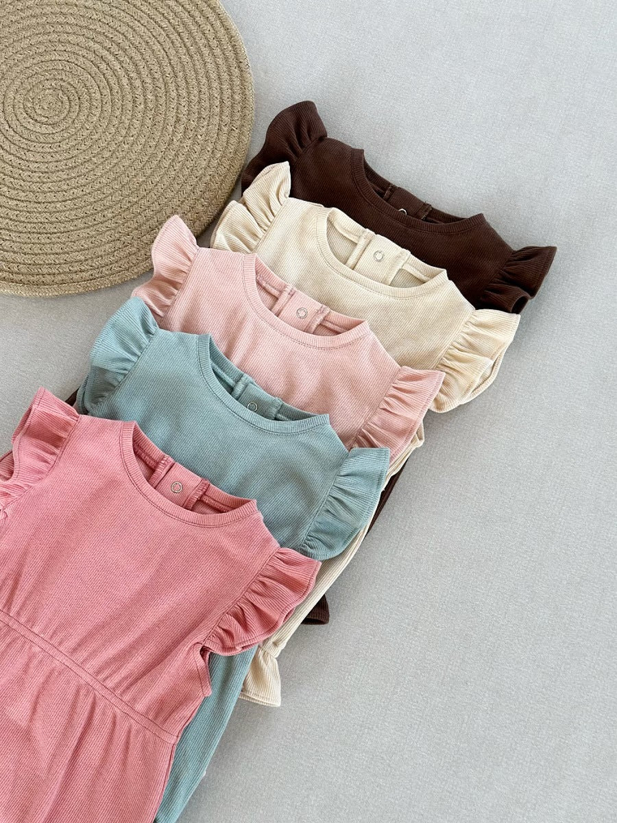 Pagliaccetto Bimba con Volant + Fascia Coordinata  Stile Elegante e Naturale