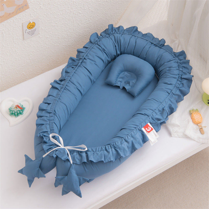 Nido Neonato con Cuscino Antitesta Piatta- Con Volant