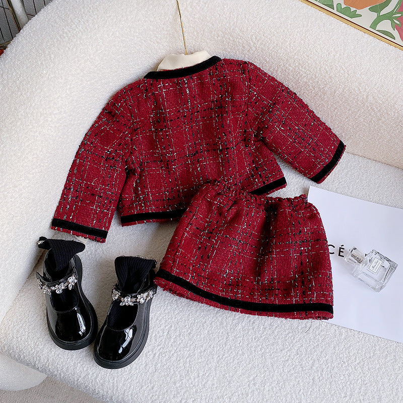 Completo Elegante Bambina in Tweed – Giacca & Gonna
