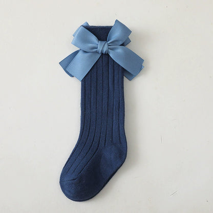 Calze Lunghe Bambina con Fiocco in Raso – Vari Colori