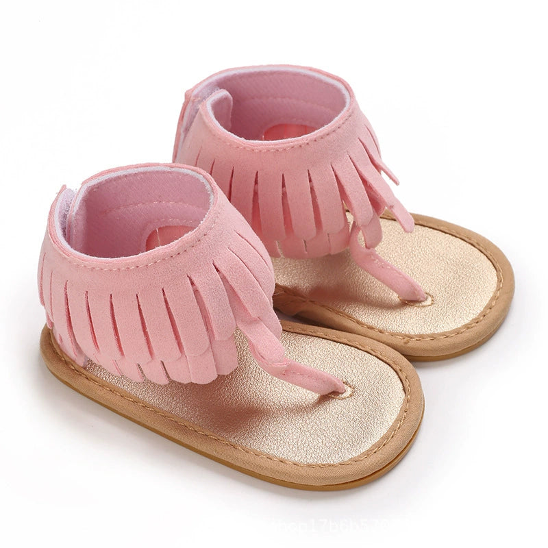 Sandali Neonata/Neonato con Frange – Morbidi, Antiscivolo, Estivi