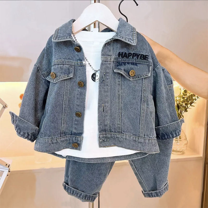 Set 3pz bimbo in denim cagnolino