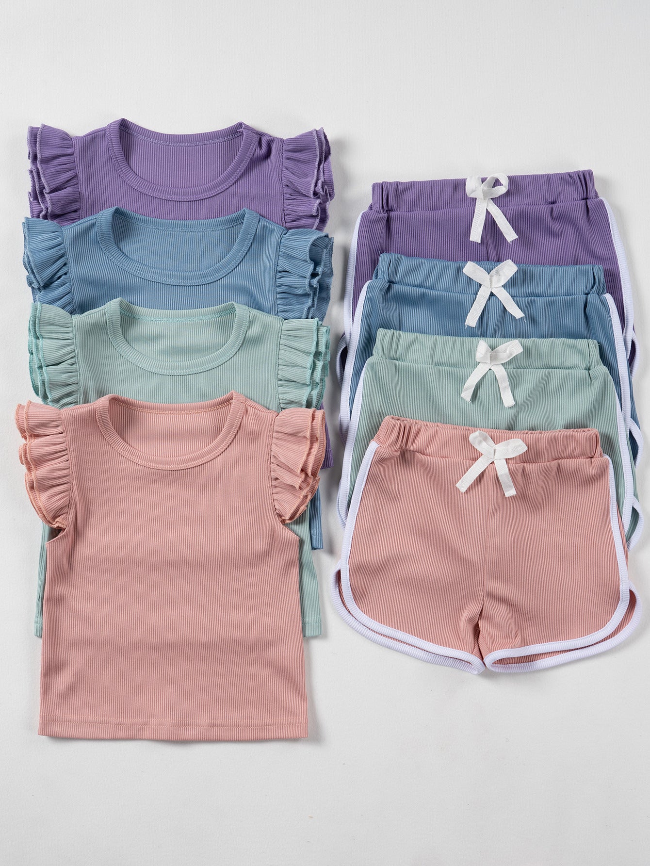 Completo Estivo Bambina – Maglietta con Volant e Shorts Coordinati