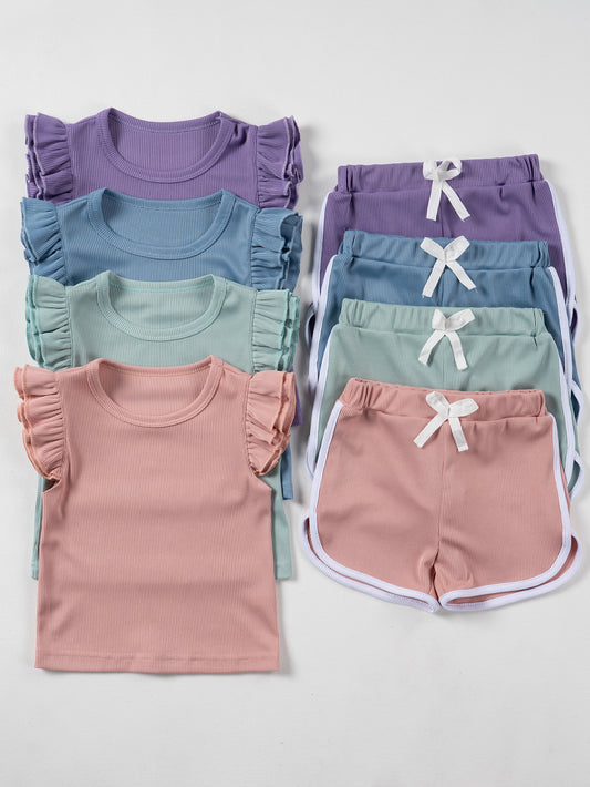 Completo Estivo Bambina – Maglietta con Volant e Shorts Coordinati