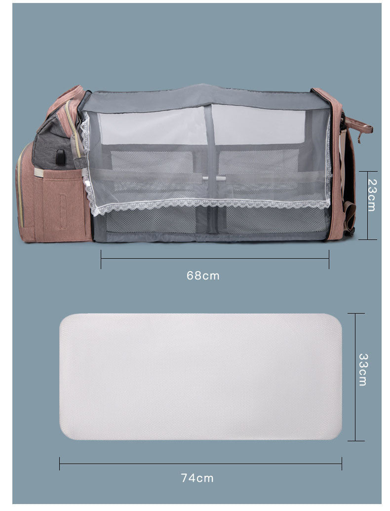 Zaino Fasciatoio Multifunzione con Lettino Portatile e Tasche Termiche
