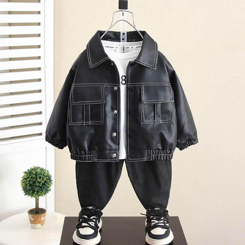 Giacca Bambino in Ecopelle – Stile Casual con Tasche