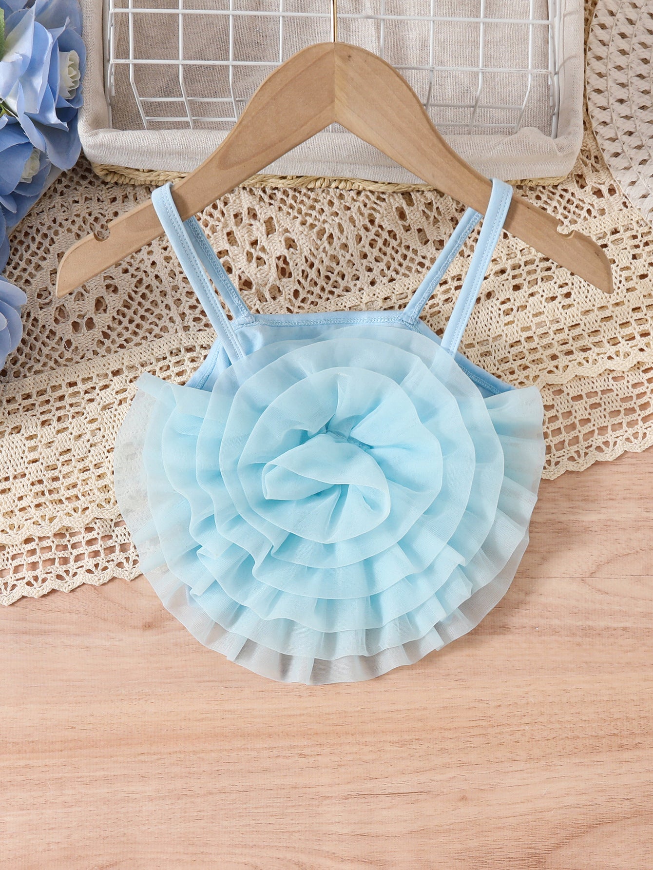 Top Bimba Estivo in Tulle    con Balze a Fiore