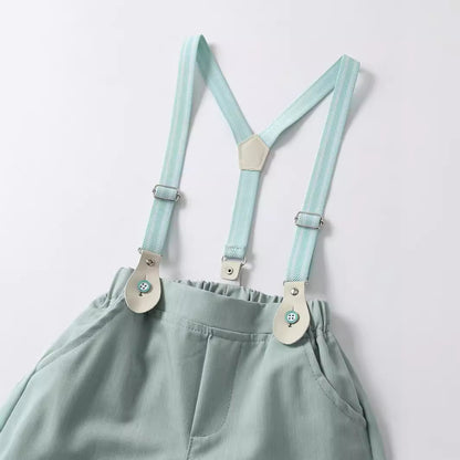 Completo Elegante Neonato  Camicia con Bretelle e Papillon