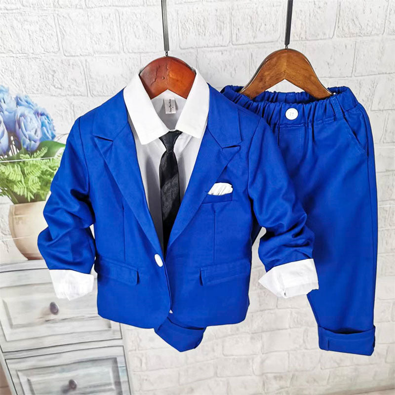 Completo Elegante Bimbo 4 Pezzi – Blu Royal con Cravatta