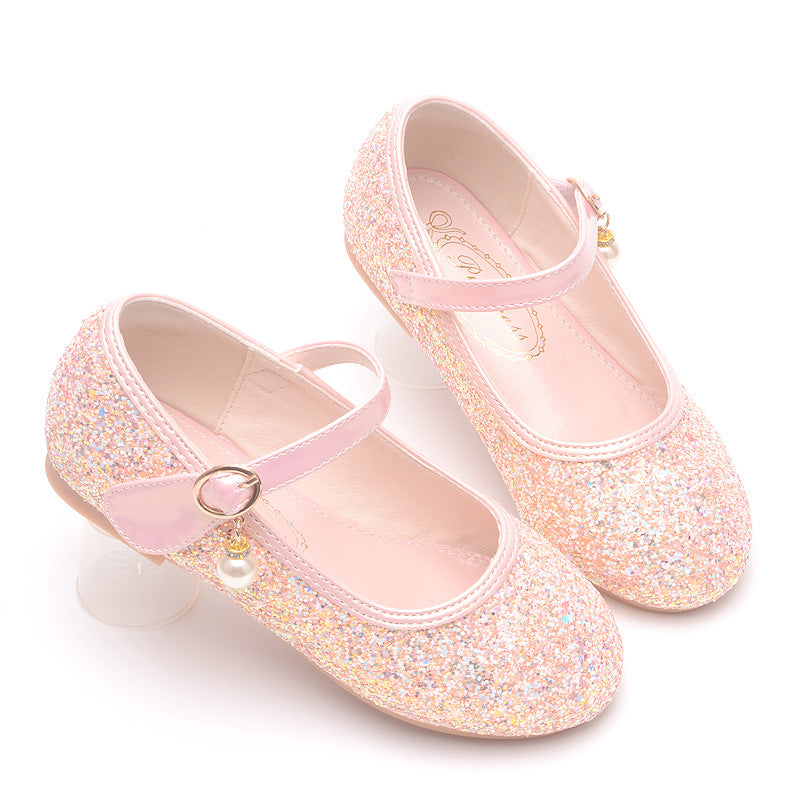 Ballerine Glitter Bambina con Cinturino e Perla