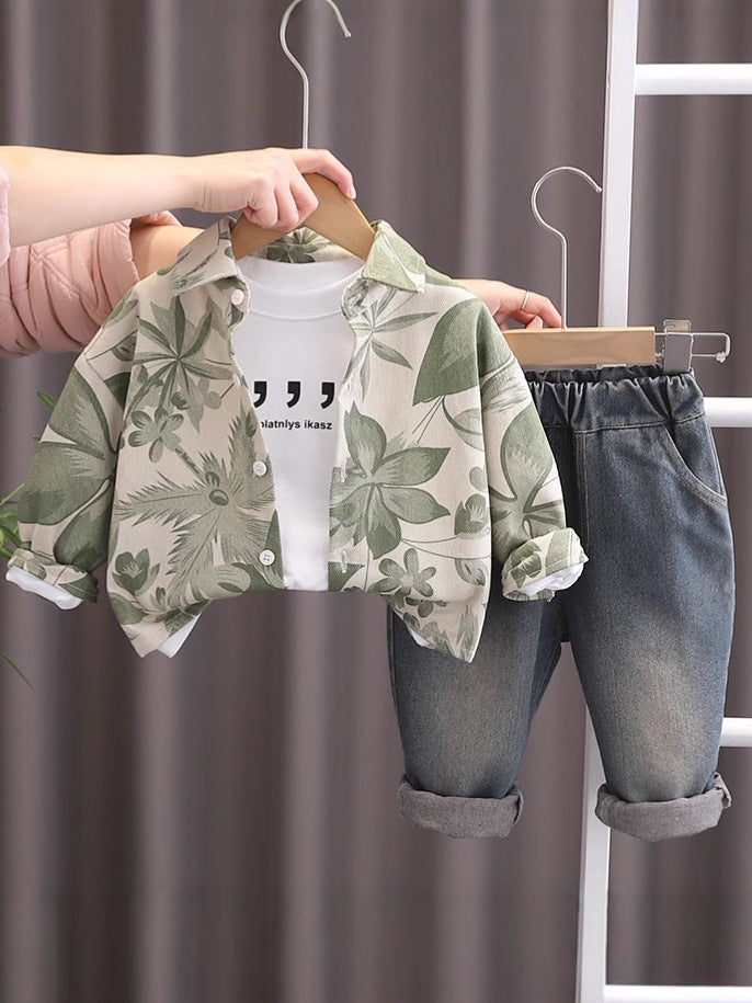 Completo Casual Bambino - Camicia Floreale e Jeans