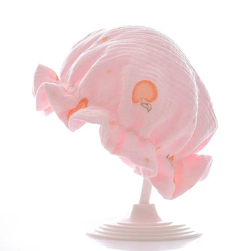 Cappellino Neonato in Mussola di Cotone – Rosa Pesca