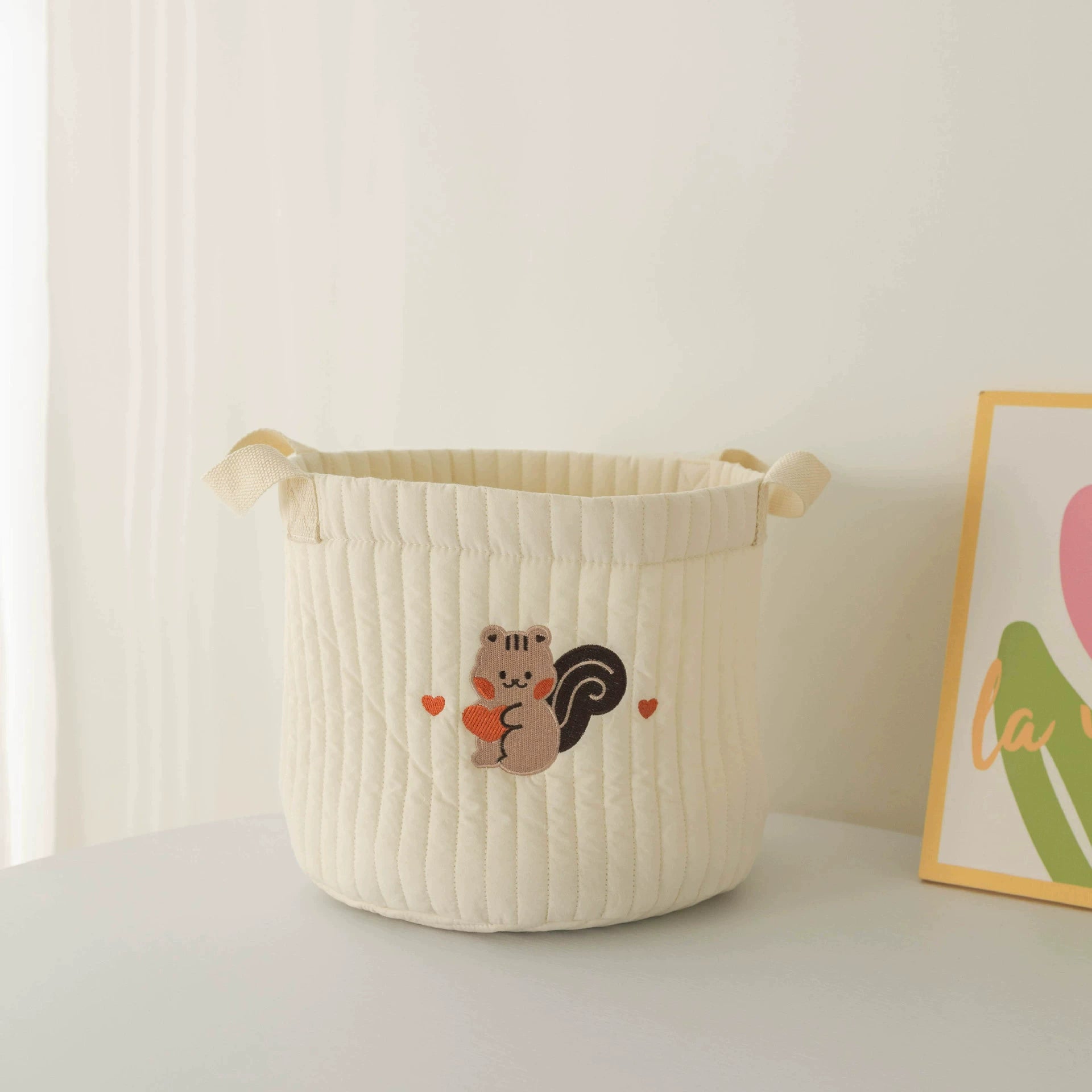 Cestino portaoggetti trapuntati per cameretta - Scoiattolo