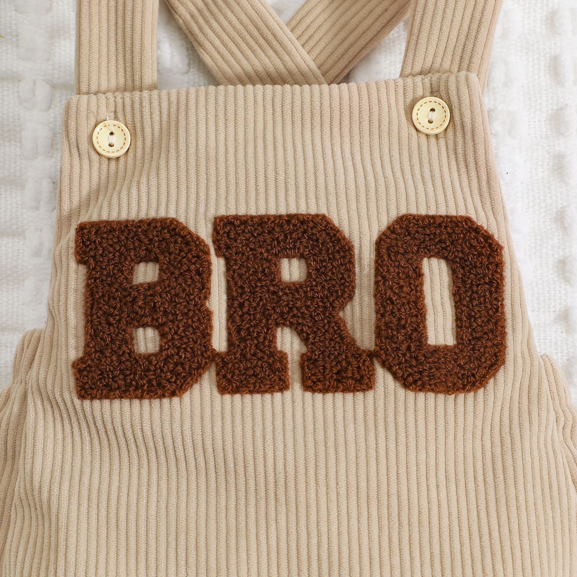 Salopette Neonato in Costina con Ricamo “BRO”