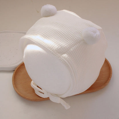 Cappellino Bonnet in Cotone a Nido d'Ape con Pompon -