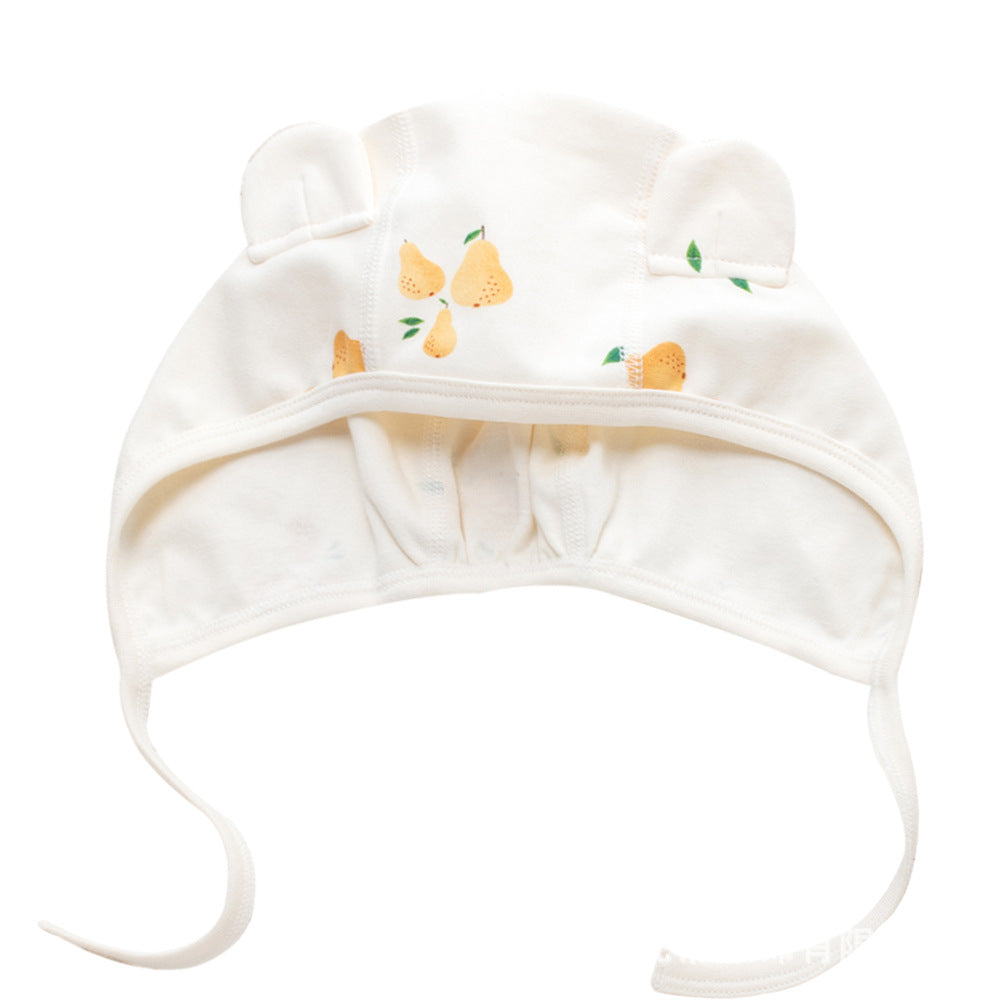 Cappellino Estivo  neonata con laccetti – Fantasia frutta