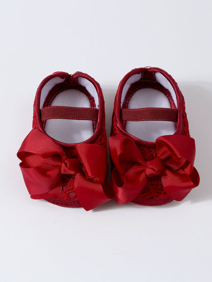 Scarpine Neonata Suola morbida Eleganti con Fiocco – Scarpe Antiscivolo per Battesimo e Cerimonie