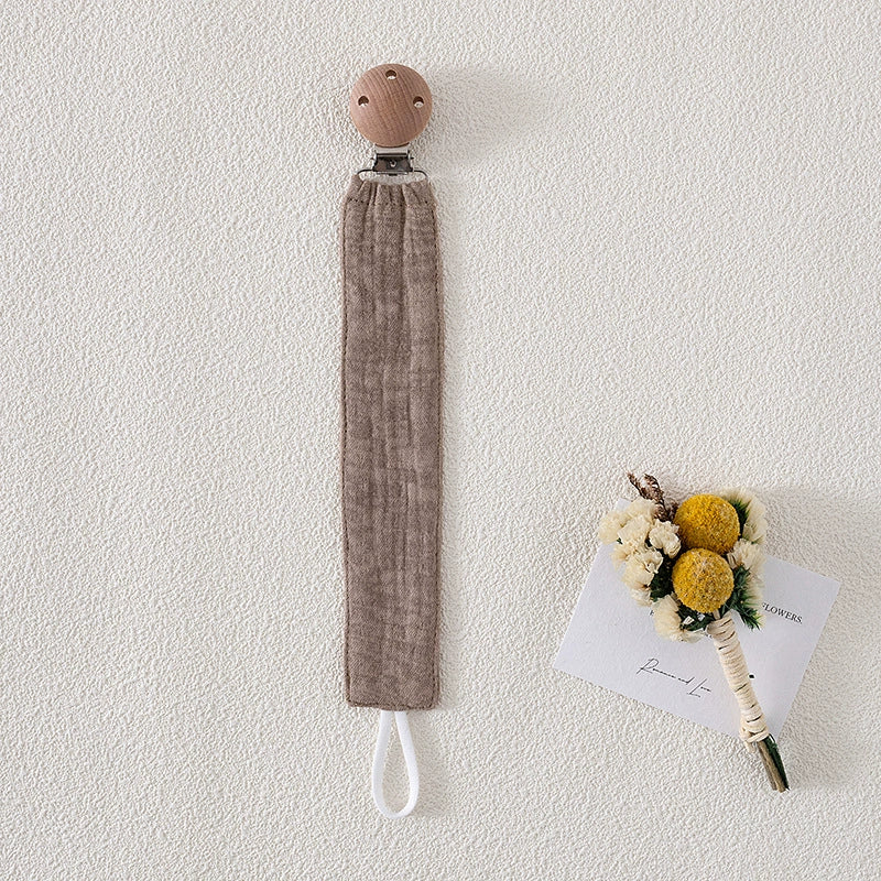 Catenella Portaciuccio in Tessuto con Clip in Legno – Stile Naturale