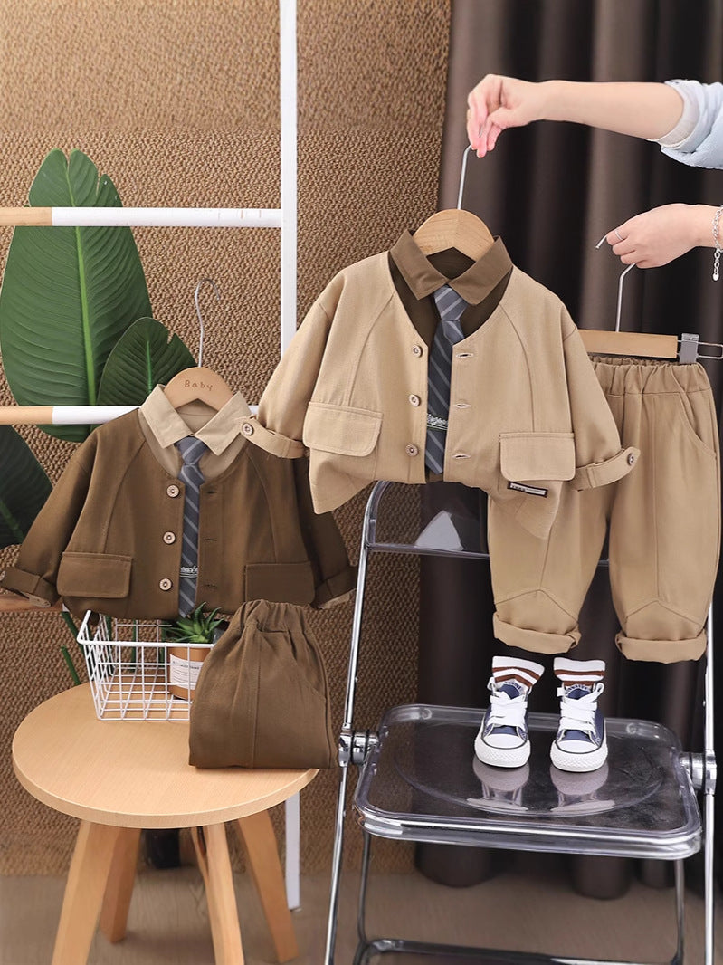Completo Elegante Bambino Camicia con Cravatta e Giacca Casual
