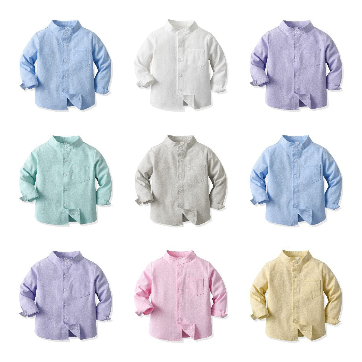 Camicia coreana bambino in cotone maniche lunghe