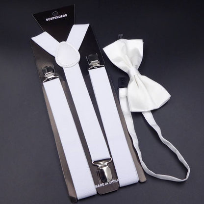 Set elegante bimbo con papillon e bretelle  regolabili